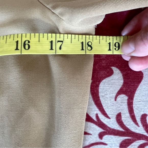 Vintage Tan Wool Shirt Dress with Orange Red Collar, Trim, Belted - Picture 6 of 16